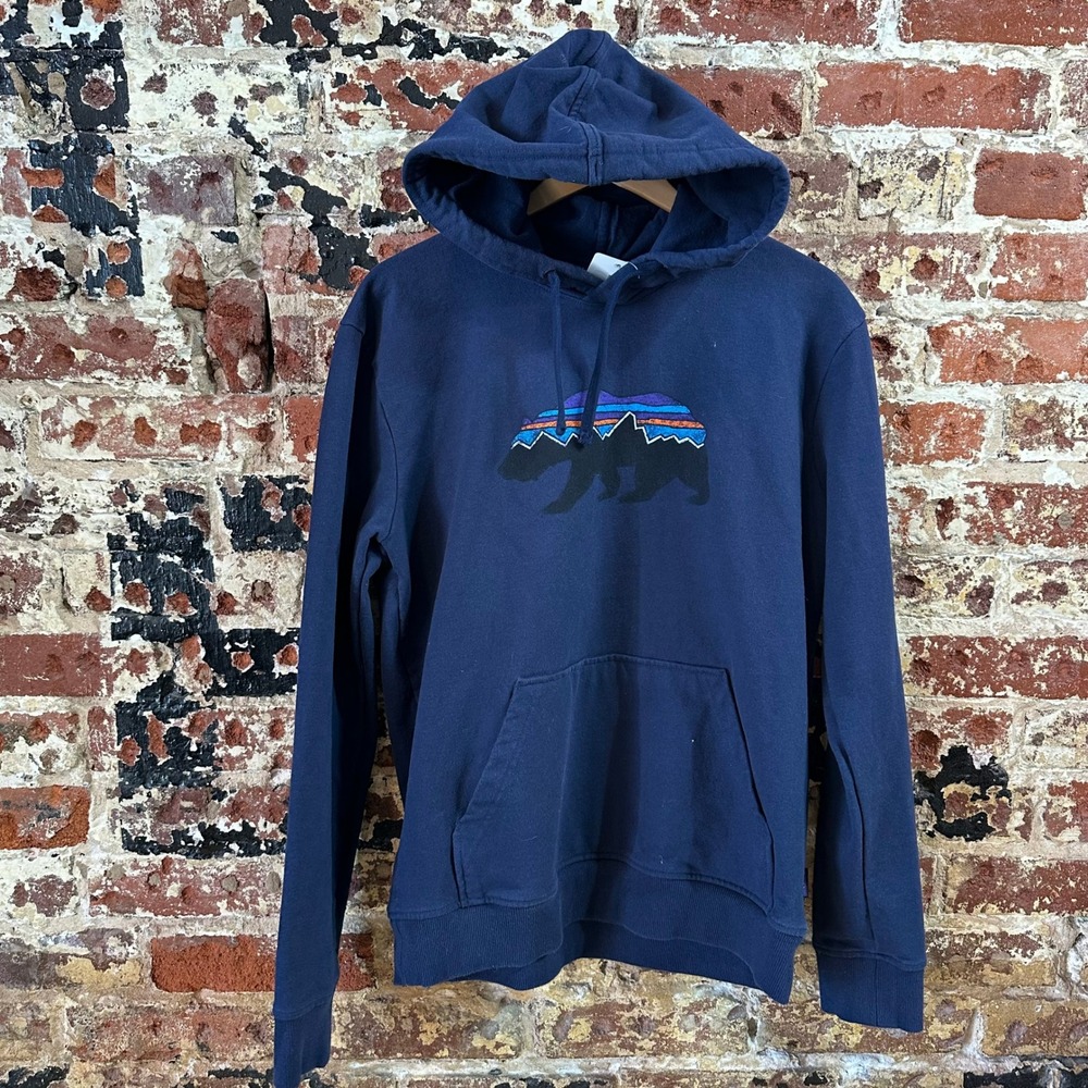 Patagonia Uprisal Hoody Hoodie Mens Medium Blue Pullover Sweatshirt Bear